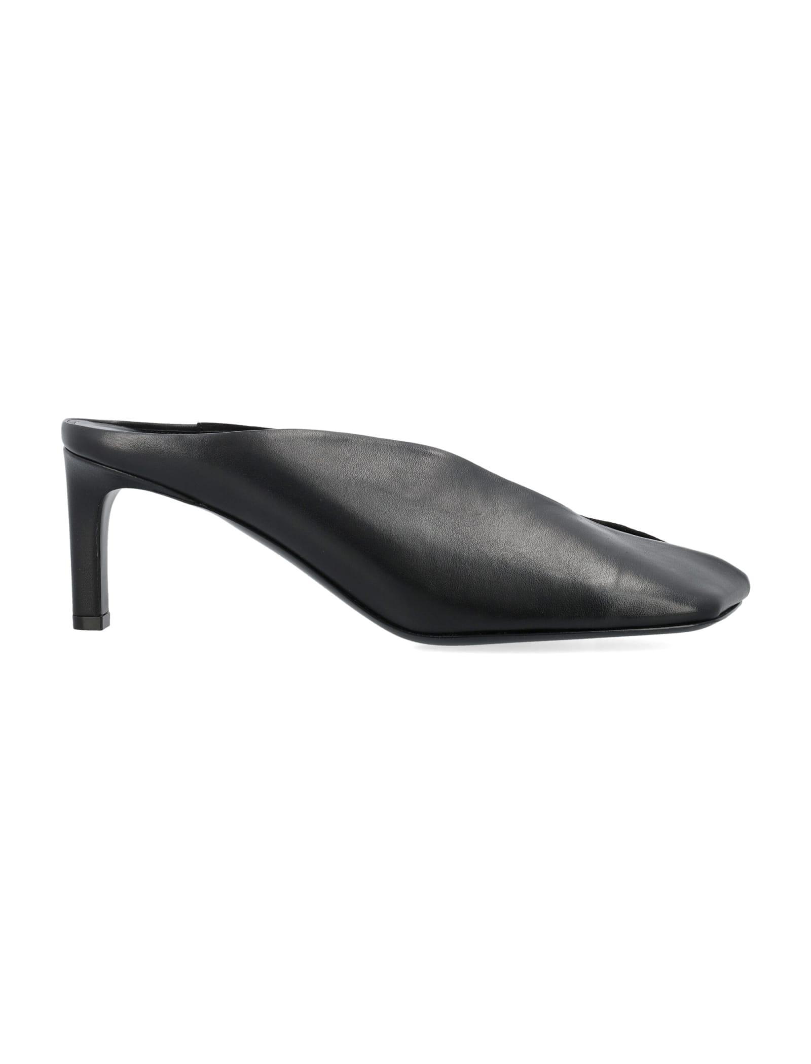 Square-toe Leather Mules In Black Product Image