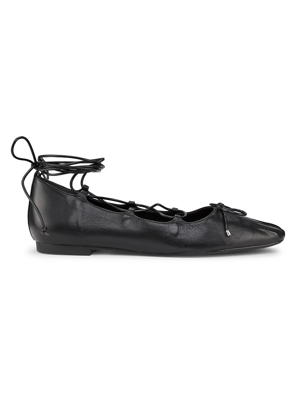 Womens Arissa Leather Lace-Up Flats Product Image