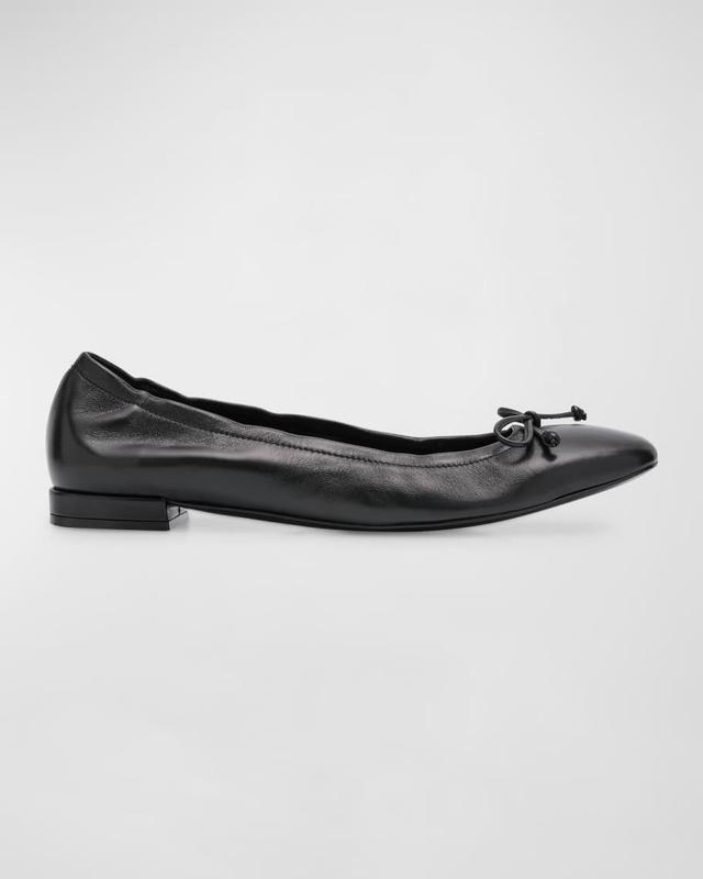 Bria Leather Bow Ballerina Flats Product Image