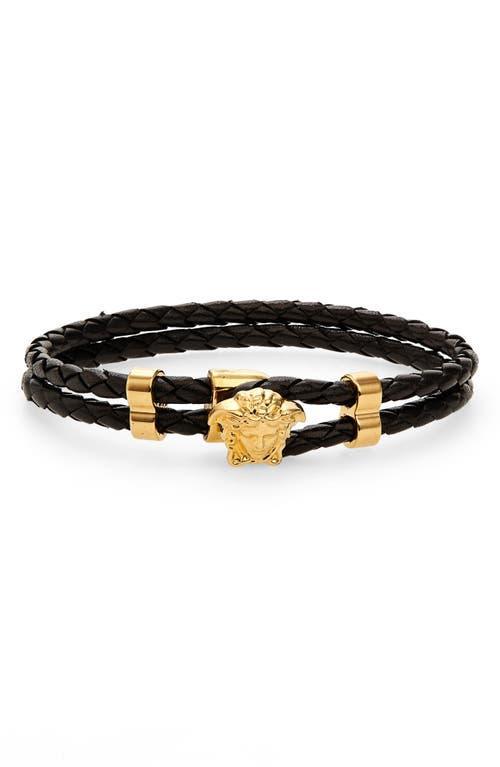 Mens Medusa Braided Leather Bracelet Product Image