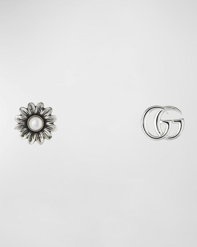 GG Marmont Flower Sterling Silver & Pearl Stud Earrings Product Image