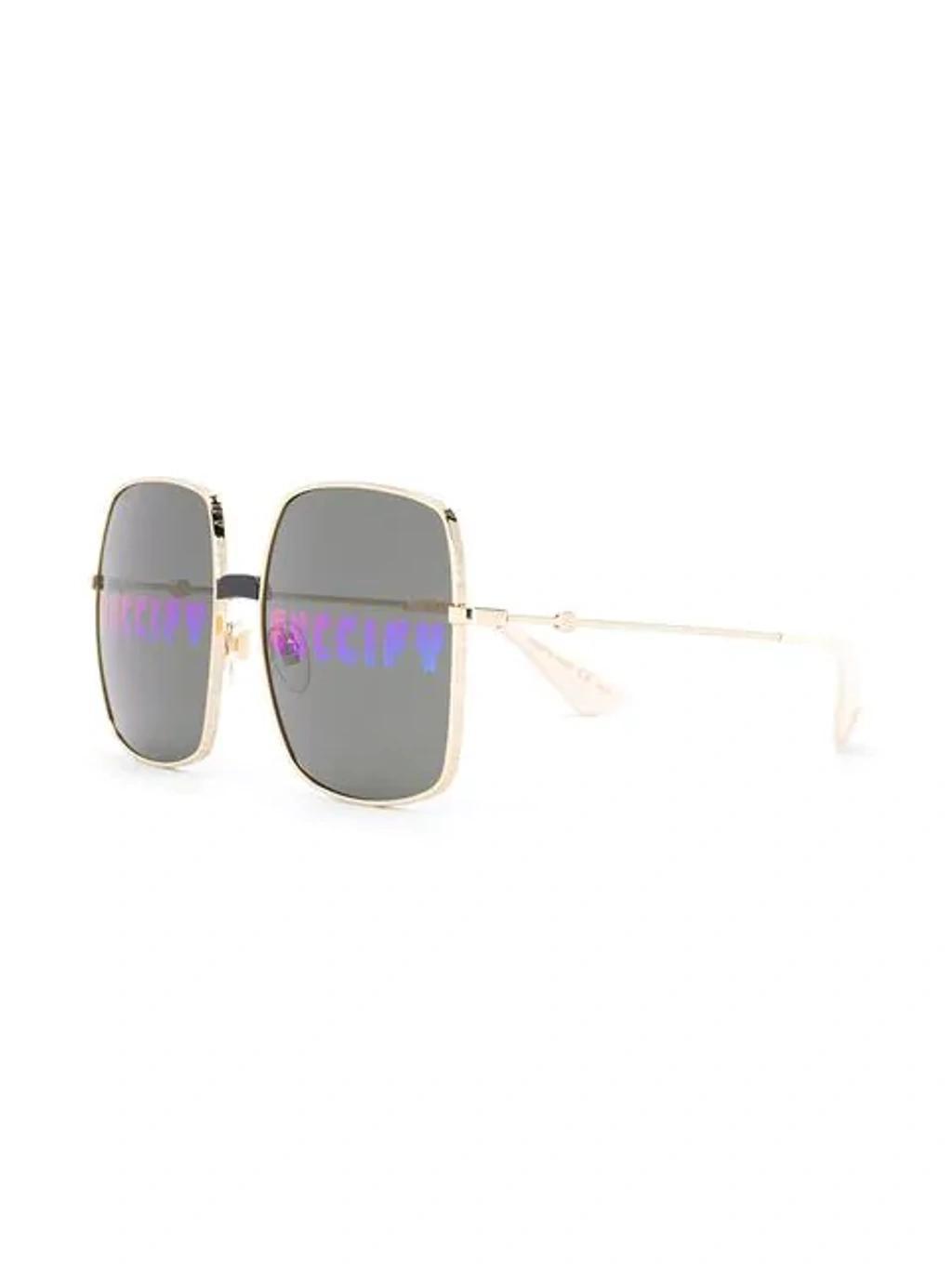 Rectangular-frame Sunglasses In Brown Product Image