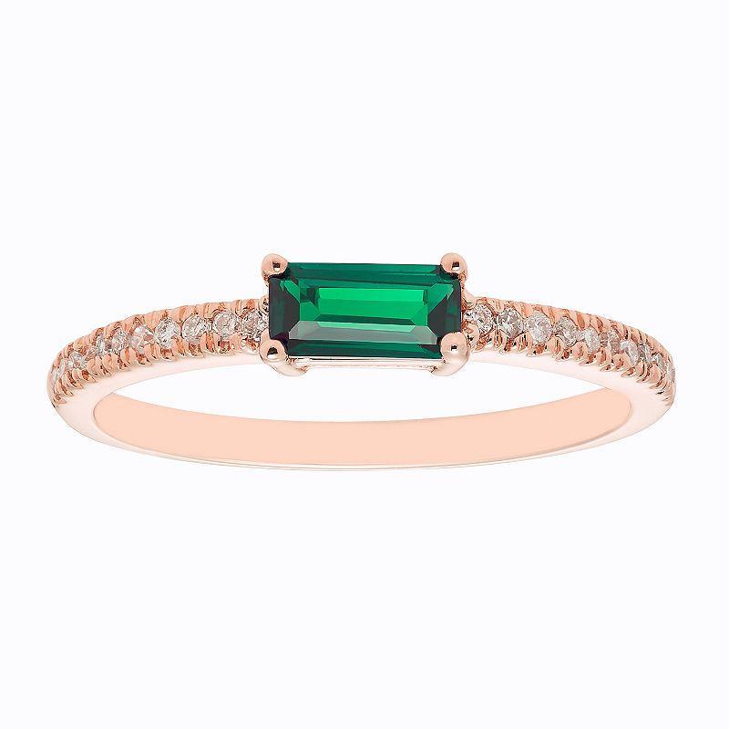 The Regal Collection 14k Gold 1/10 Carat T.W. Diamond & Lab-Created Emerald Stackable Ring, Womens 14k Rsgold Product Image