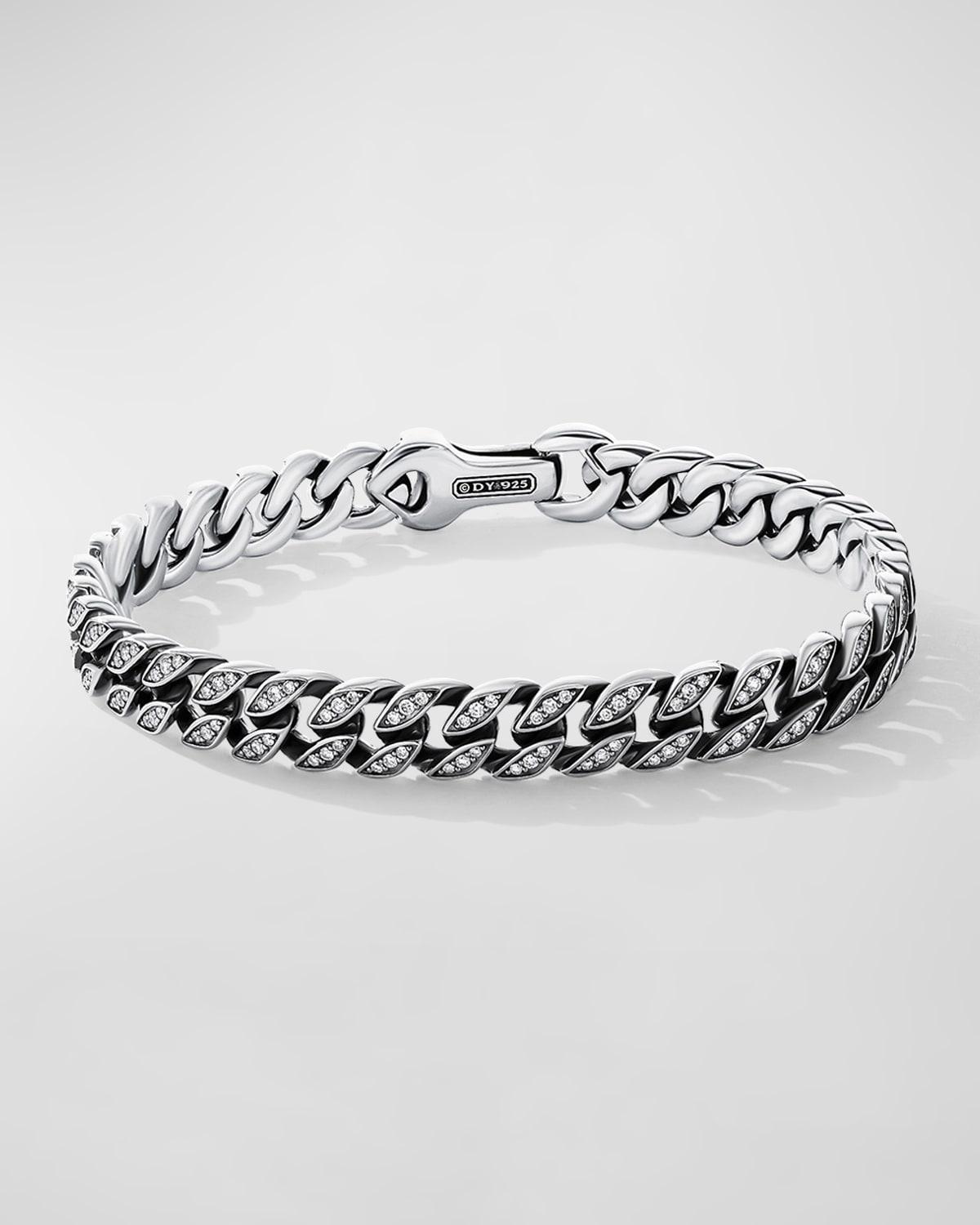 Mens Curb Chain Bracelet with Pav Diamonds Product Image