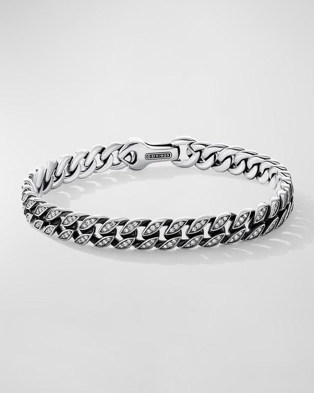 Mens Curb Chain Bracelet with Pav Diamonds Product Image