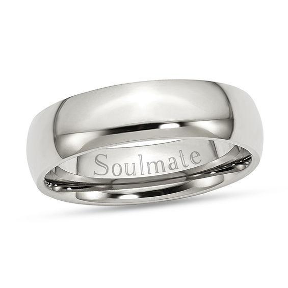 Men's 6.0mm Engraved Wedding Band in Stainless Steel (1 Line) Product Image