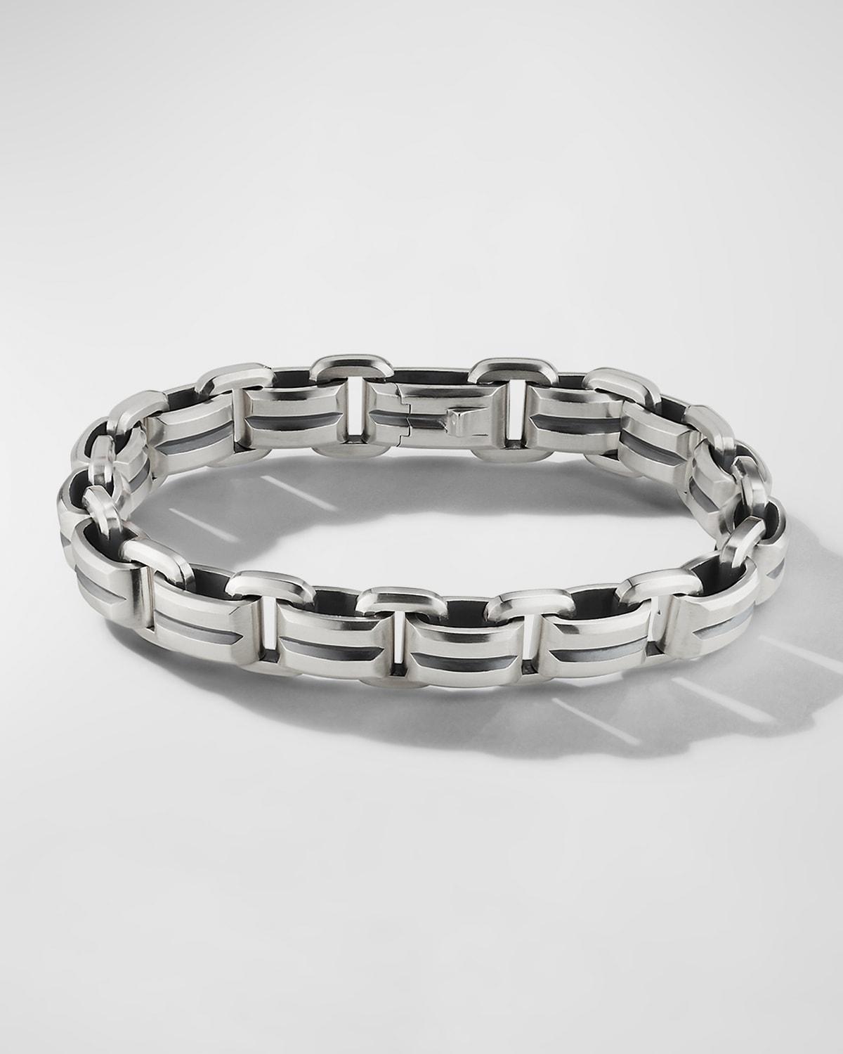 David Yurman Men's Streamline Sterling Silver Beveled Link Bracelet - Size: MEDIUM - SILVER Product Image