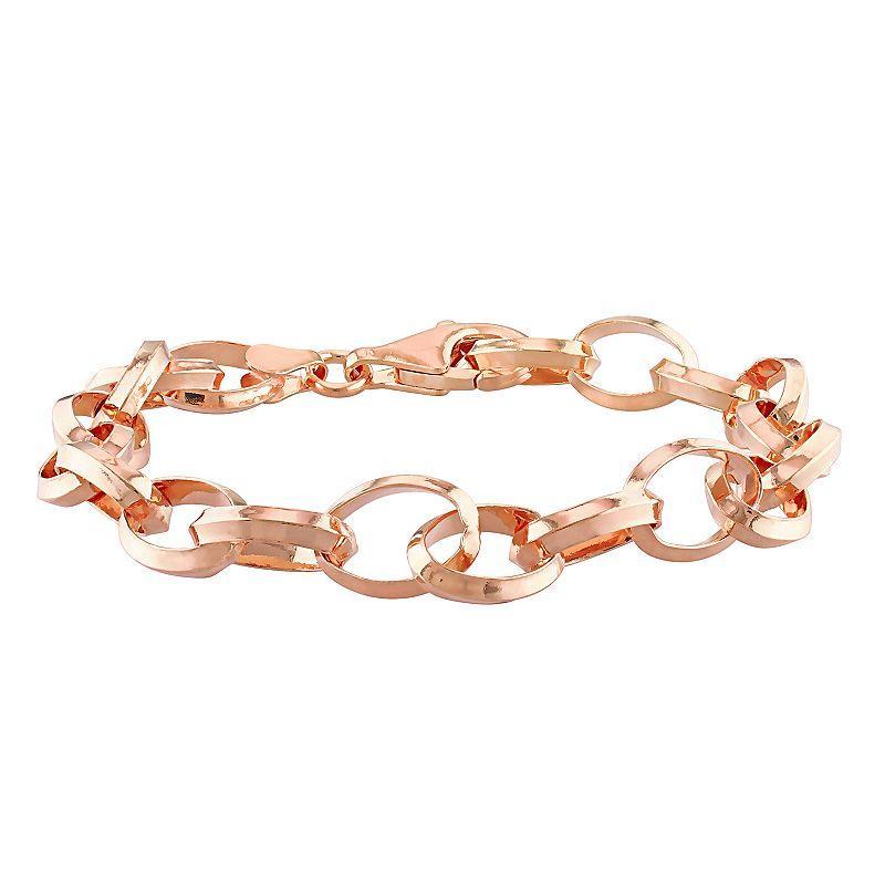 Stella Grace Sterling Silver 8 mm Rolo Chain Bracelet, Womens Pink Product Image