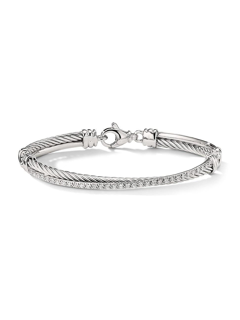 Womens Crossover Bracelet with Diamonds Product Image