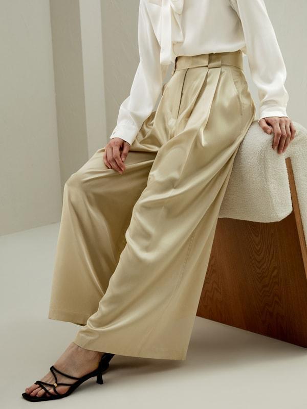 Watershine Silk Wide-Leg Pants Product Image