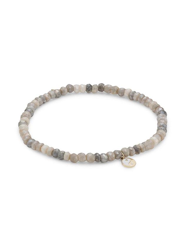 Womens Yin Yang Mystic Grey Faceted Silverite Bracelet Product Image