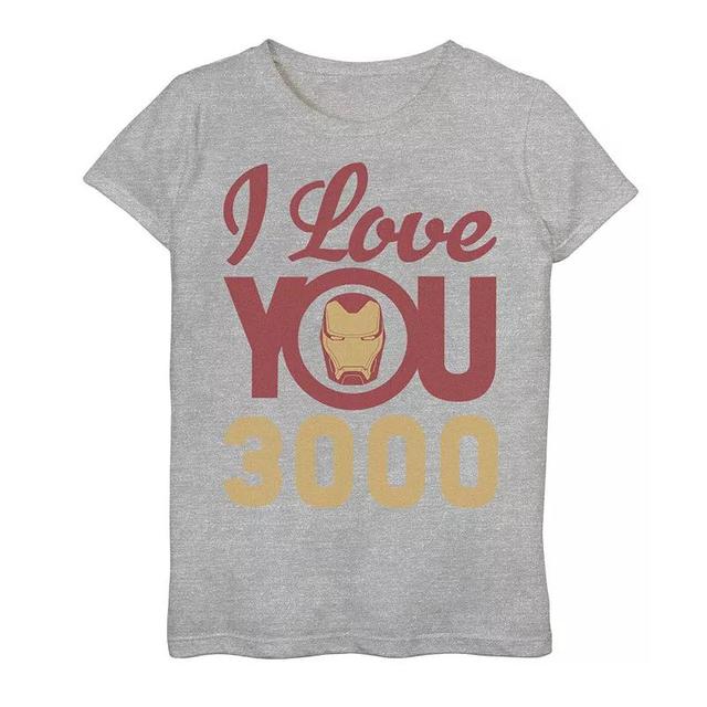 Girls 7-16 Marvel Avengers Endgame Iron Man I Love You 3000 Helmet Logo Tee, Girls Athletic Grey Product Image