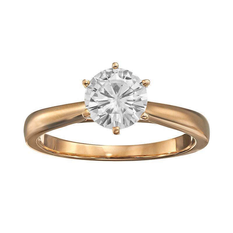 Forever Brilliant 1 Carat T.W. Lab-Created Moissanite 14k Gold Solitaire Ring, Womens White Product Image