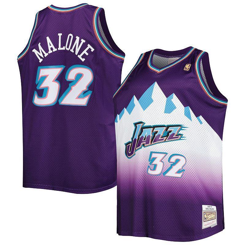 Mens Mitchell & Ness Karl Malone Purple Utah Jazz Big & Tall Hardwood Classics 1996/97 Swingman Jersey Product Image