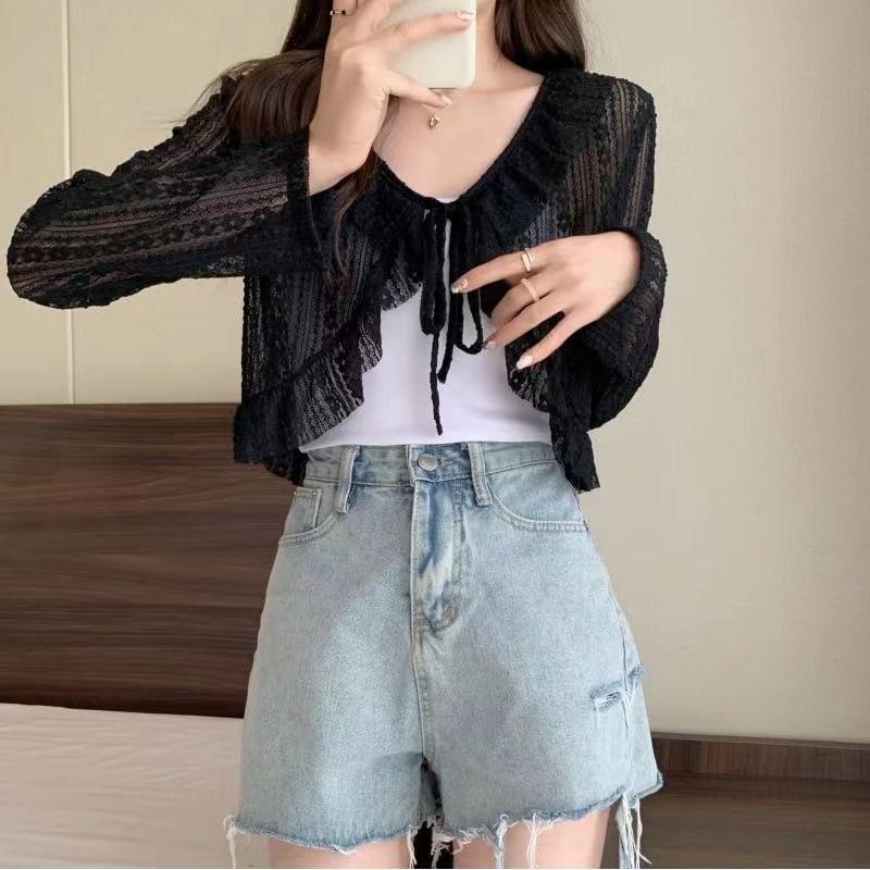 V-Neck Lace Cardigan Product Image