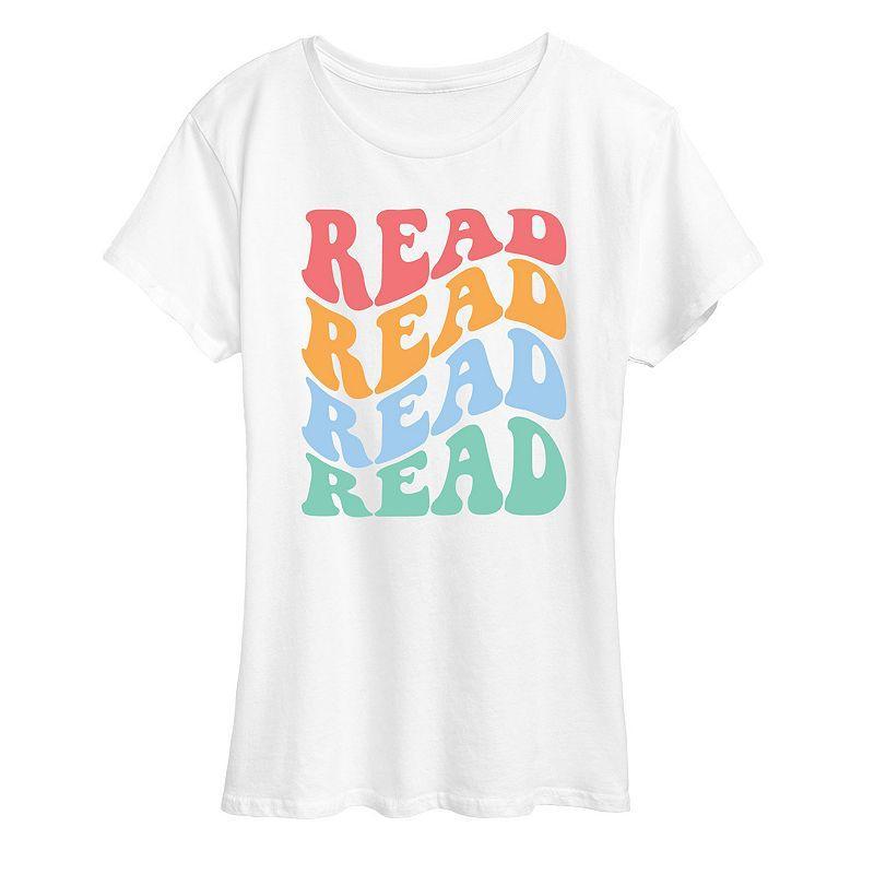 Womens Read Retro Stacked Graphic Tee White Product Image