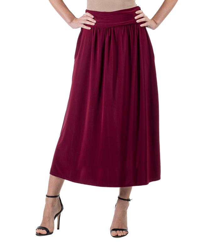 24seven Comfort Apparel Womens Foldover with Pockets Maxi Skirt Product Image