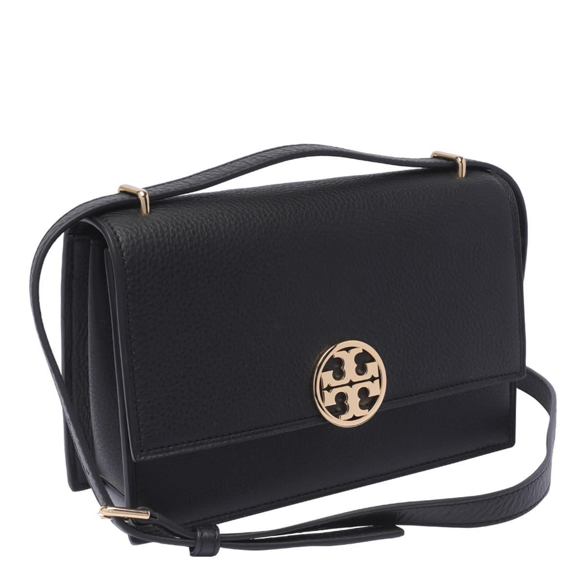 TORY BURCH Black Pebbled Leather Miller Shoulder Bag Product Image