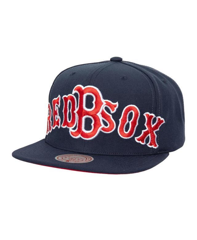 Mens Mitchell & Ness Boston Red Sox Full Frontal Snapback Hat, Blue Product Image