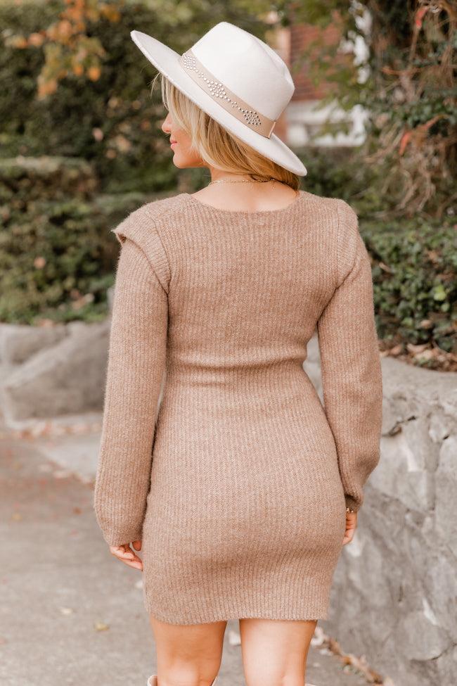 Gotta Get Ready Light Brown Cap Sleeve Sweater Dress FINAL SALE Product Image