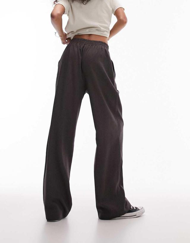 Topshop pinstripe smart sweatpants in chocolate Product Image