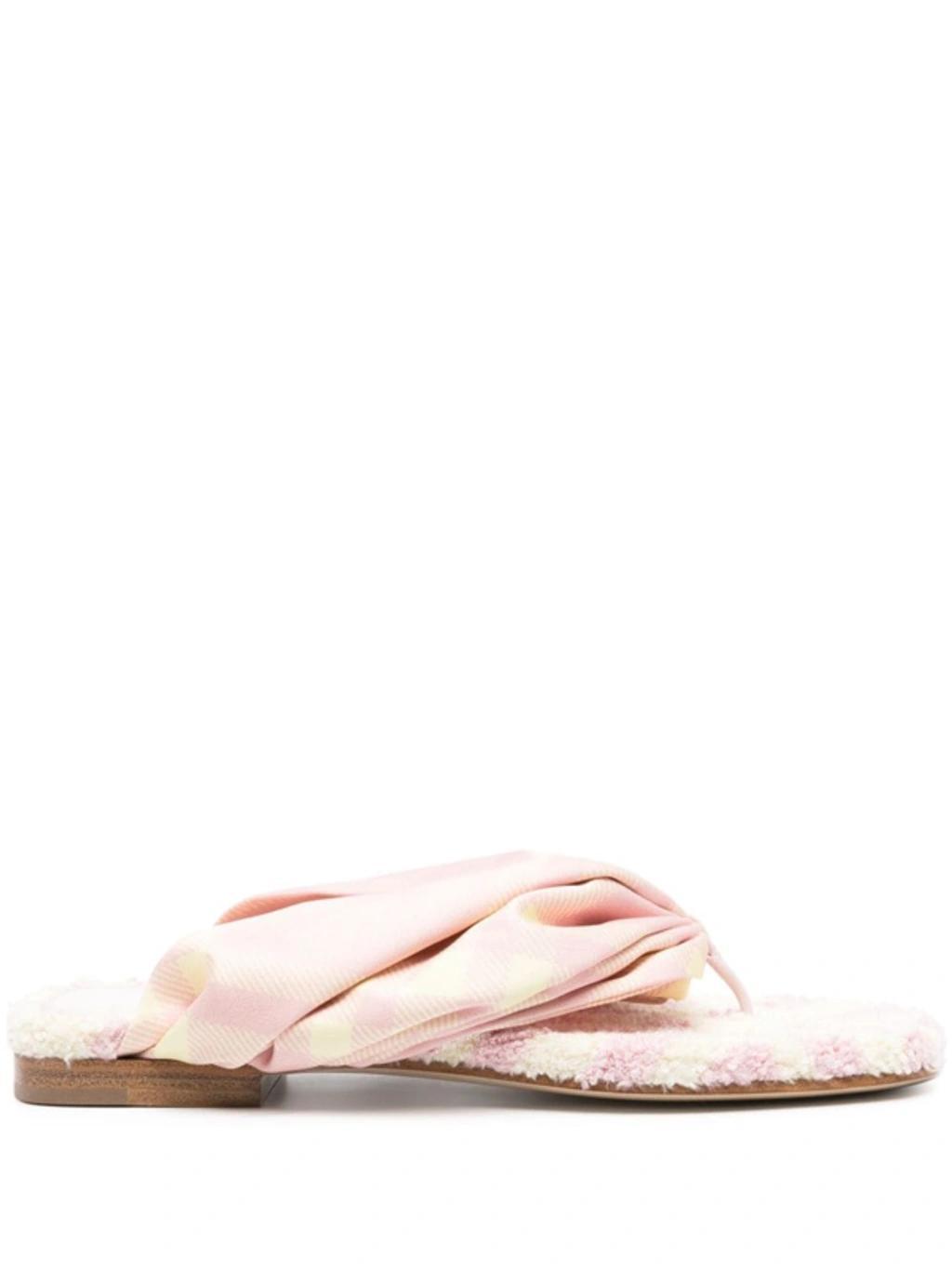 BURBERRY Check Thong Sandals In White Product Image