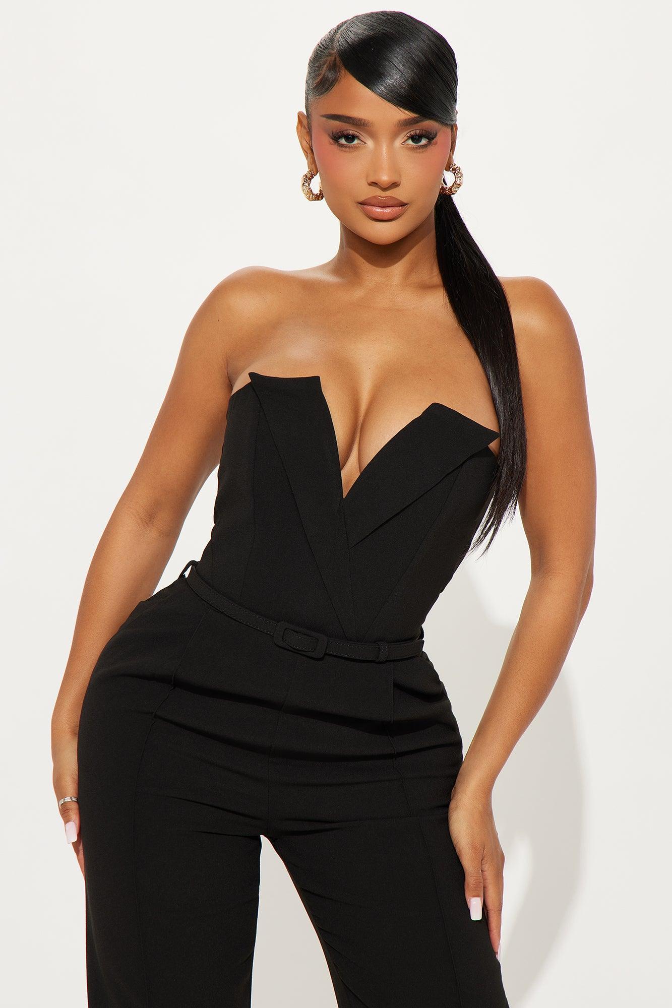 Jaden Wide Leg Jumpsuit - Black Product Image