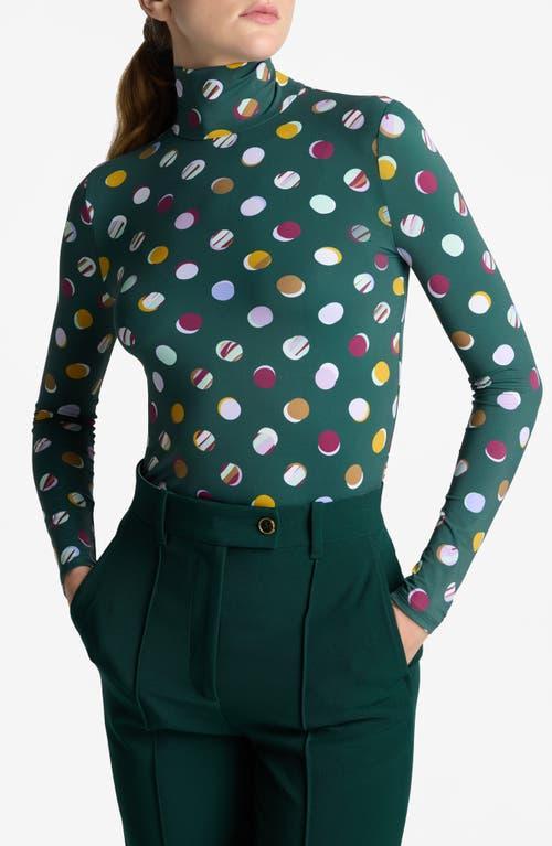 Womens Collage Dots Print Turtleneck Blouse Product Image