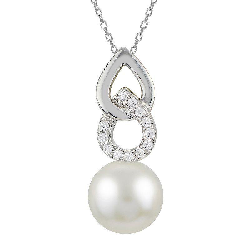 PearLustre by Imperial Sterling Silver Freshwater Cultured Pearl & Cubic Zirconia Pendant, Womens Product Image