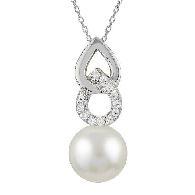 PearLustre by Imperial Sterling Silver Freshwater Cultured Pearl & Cubic Zirconia Pendant, Womens White Product Image