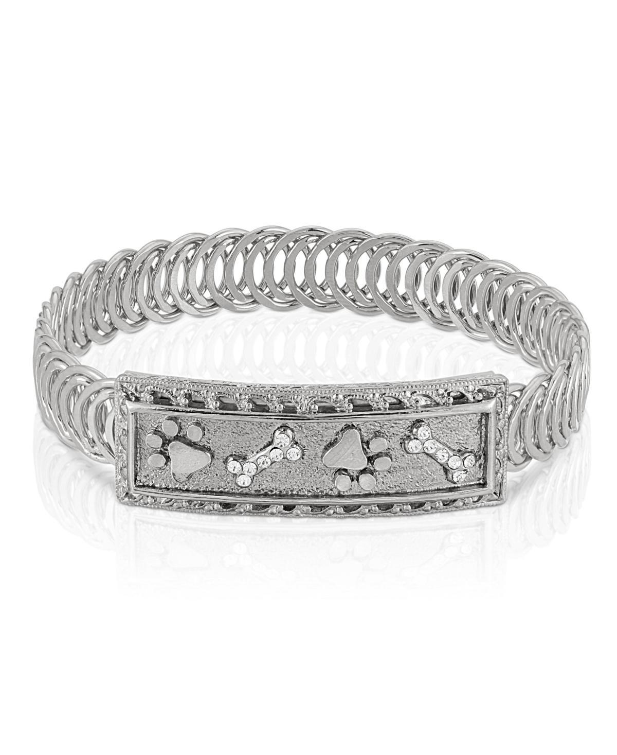 1928 Silver Tone Paw & Bones Belt Bracelet, Womens Product Image