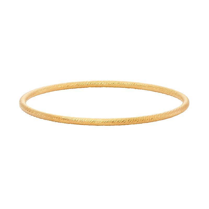 Jordan Blue 14k Gold Over Silver Textured Bangle Bracelet, Womens Yellow Product Image