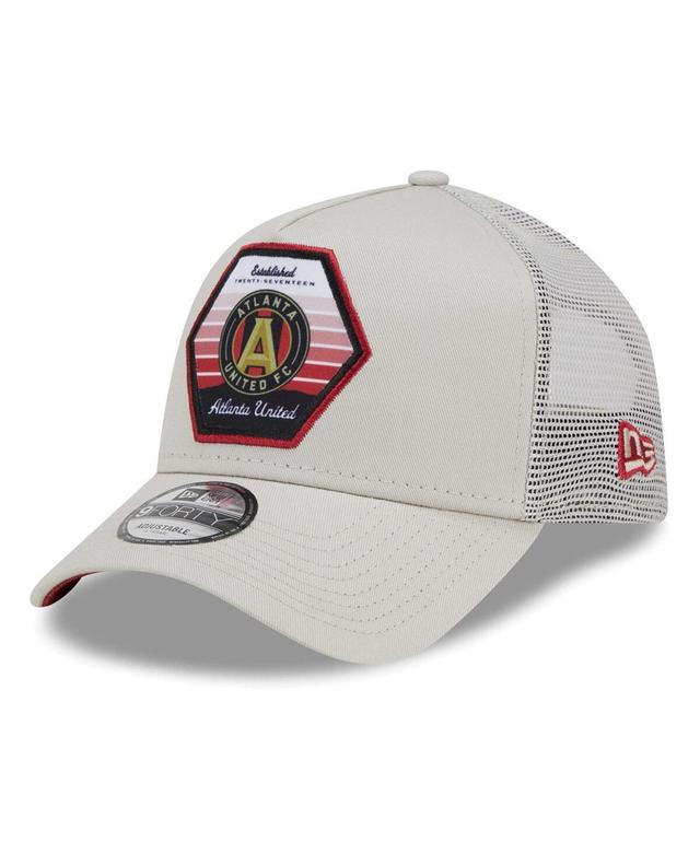 Mens New Era Cream Atlanta United FC Established Patch 9FORTY A-Frame Trucker Adjustable Hat Product Image