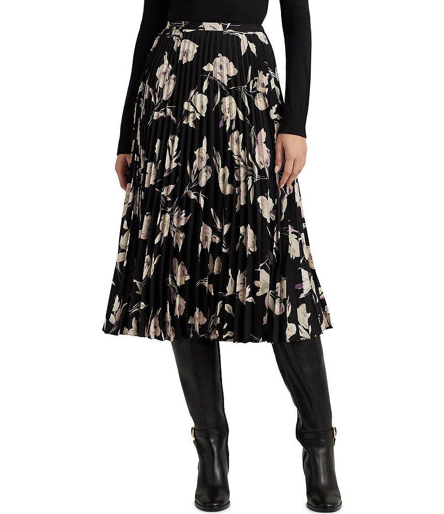 Lauren Ralph Lauren Suzu Floral Pleated A-Line Midi Skirt Product Image