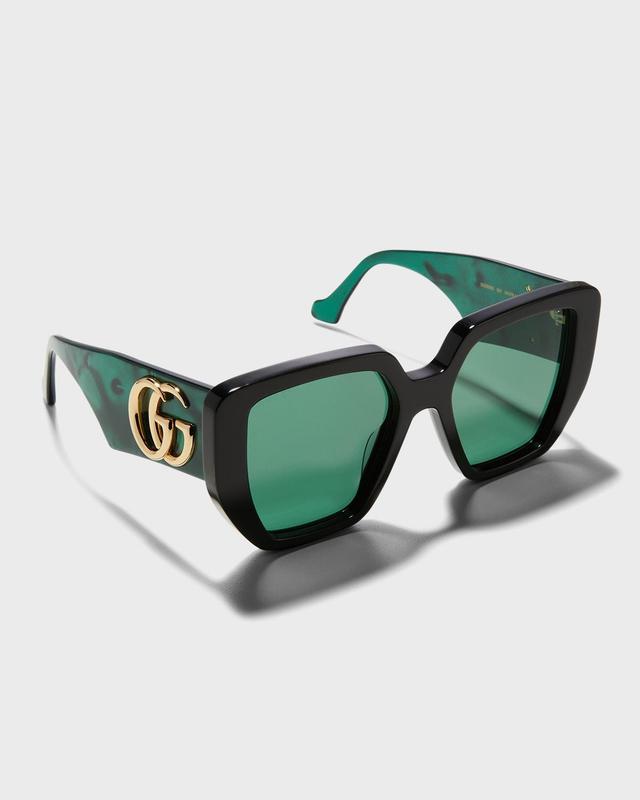 Gucci Womens Generation 54mm Havana Square Sunglasses - Spotted Havana Black/Amber Product Image