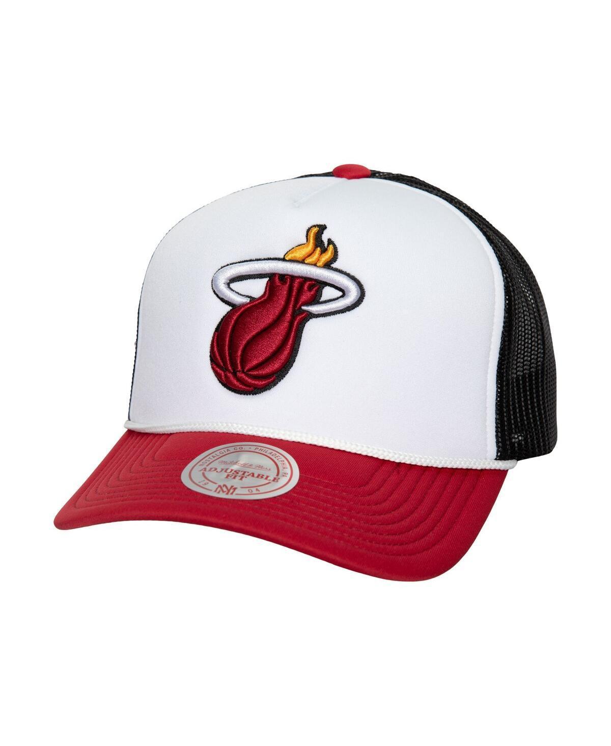 Mens Mitchell & Ness Miami Heat Hardwood Classics Blocker Foam Front Trucker Adjustable Hat Product Image