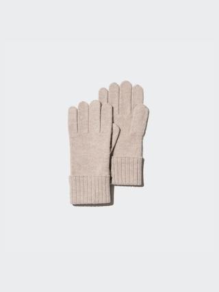 Mens Cashmere Knitted Gloves Beige One UNIQLO US Product Image