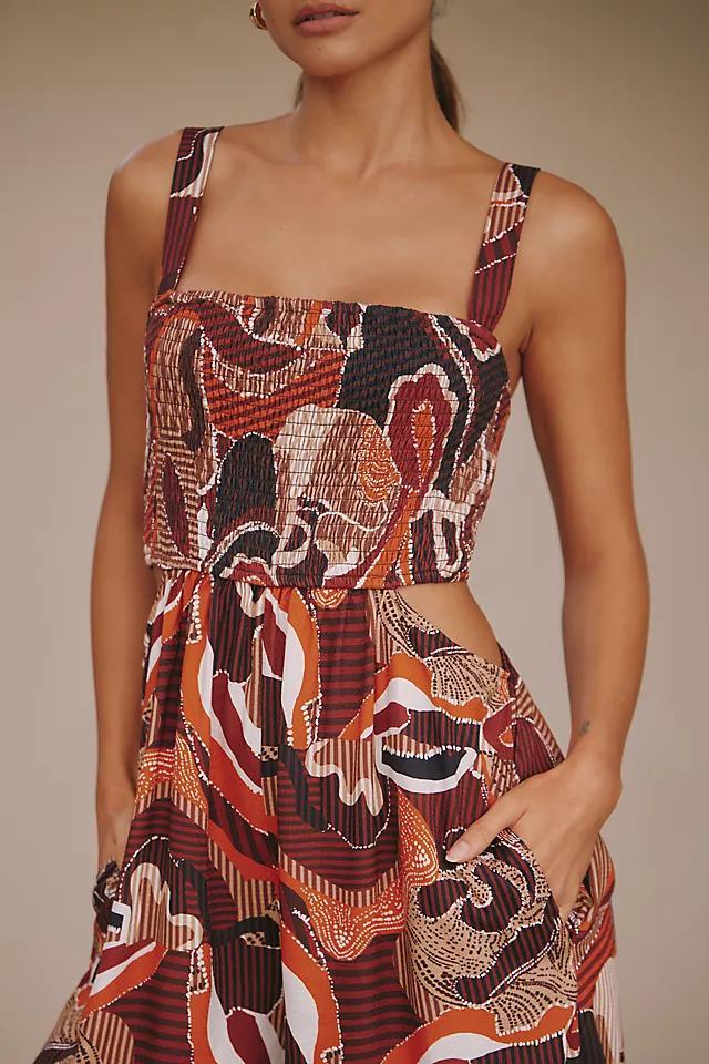 By Anthropologie Square-Neck Smocked Jumpsuit Product Image