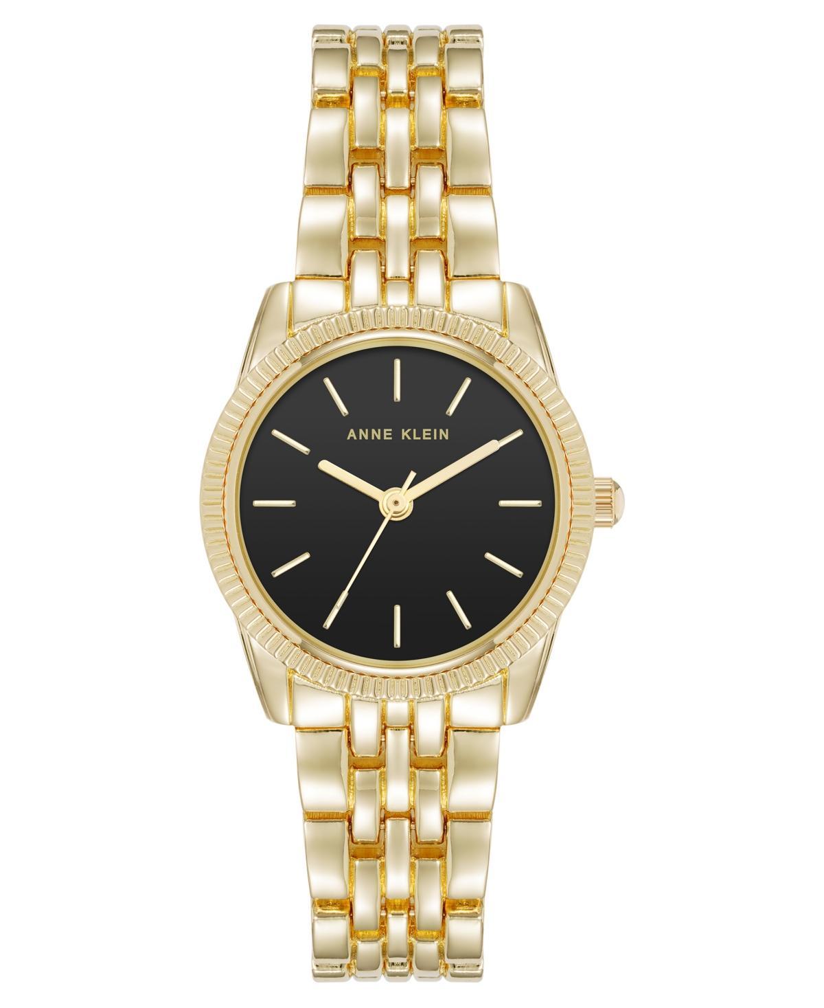 Anne Klein Womens Quartz Casual Coin Edge Black and Gold-Tone Alloy Metal Watch, 26mm - Black/Gold-Tone Product Image