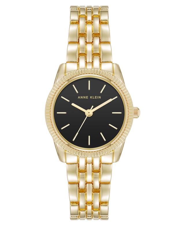 Anne Klein Womens Quartz Casual Coin Edge Black and Gold-Tone Alloy Metal Watch, 26mm - Black/Gold-Tone Product Image