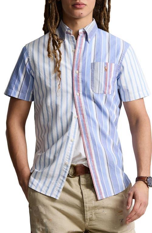 Men's Colorblocked Stripe Oxford Short-sleeve Sport Shirt In Stripe Funshirt Product Image