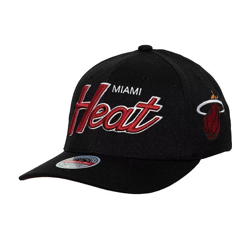 Mens Mitchell & Ness Black Miami Heat Mvp Team Script 2.0 Stretch-Snapback Hat Product Image