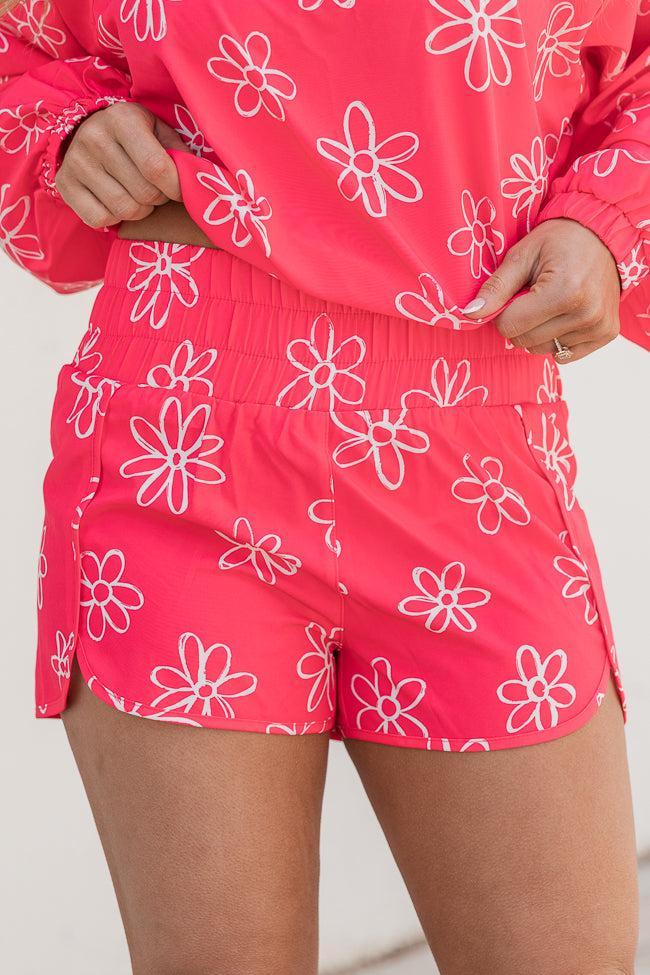 Errands to Run Pink Flower High Waist Shorts Product Image