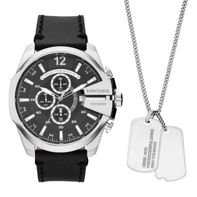 Men's Mega Chief Chronograph, Stainless Steel Watch And Necklace Set In Silver Product Image