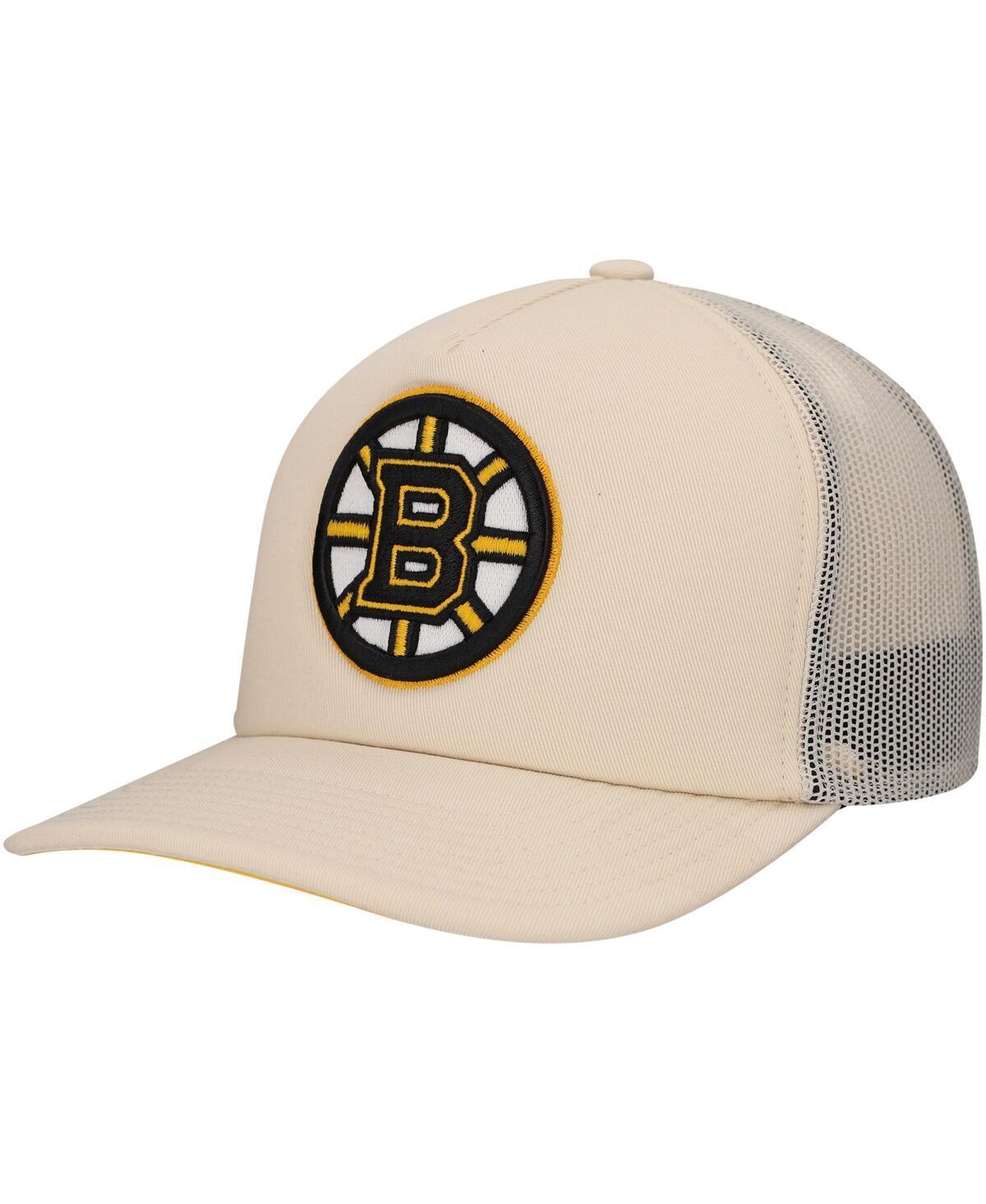 Mens Mitchell & Ness Cream Boston Bruins Foam Front Trucker Adjustable Hat Product Image