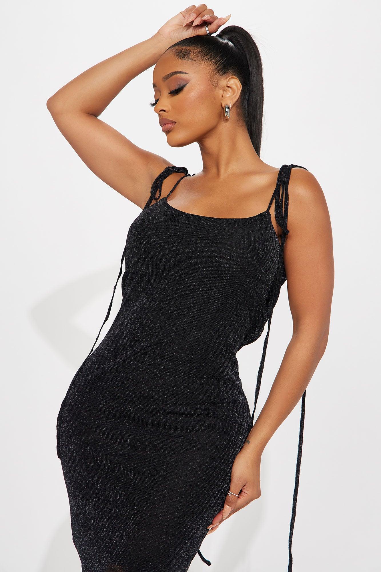 Stunned Fascination Midi Dress - Black Product Image