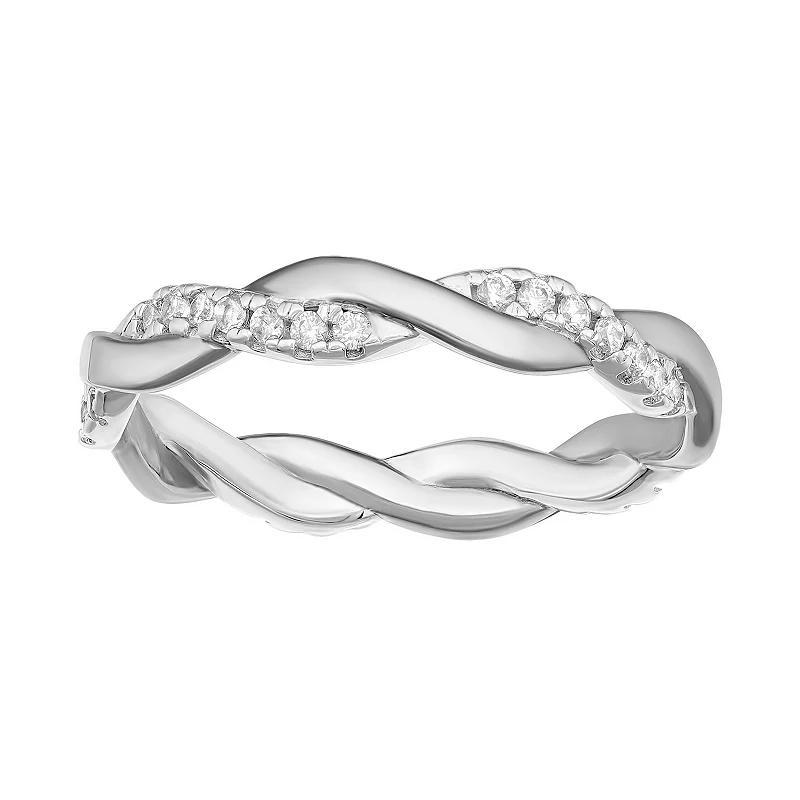 PRIMROSE Sterling Silver Cubic Zirconia Braided Band Ring, Womens Product Image