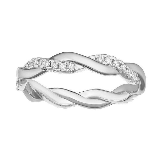 PRIMROSE Sterling Silver Cubic Zirconia Braided Band Ring, Womens Product Image