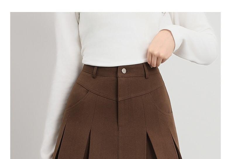 High Waist Plain Pleated Mini A-Line Skirt Product Image