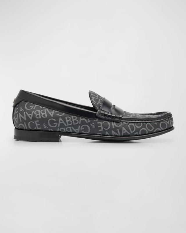 Men's Jacquard and Leather Penny Loafers Product Image